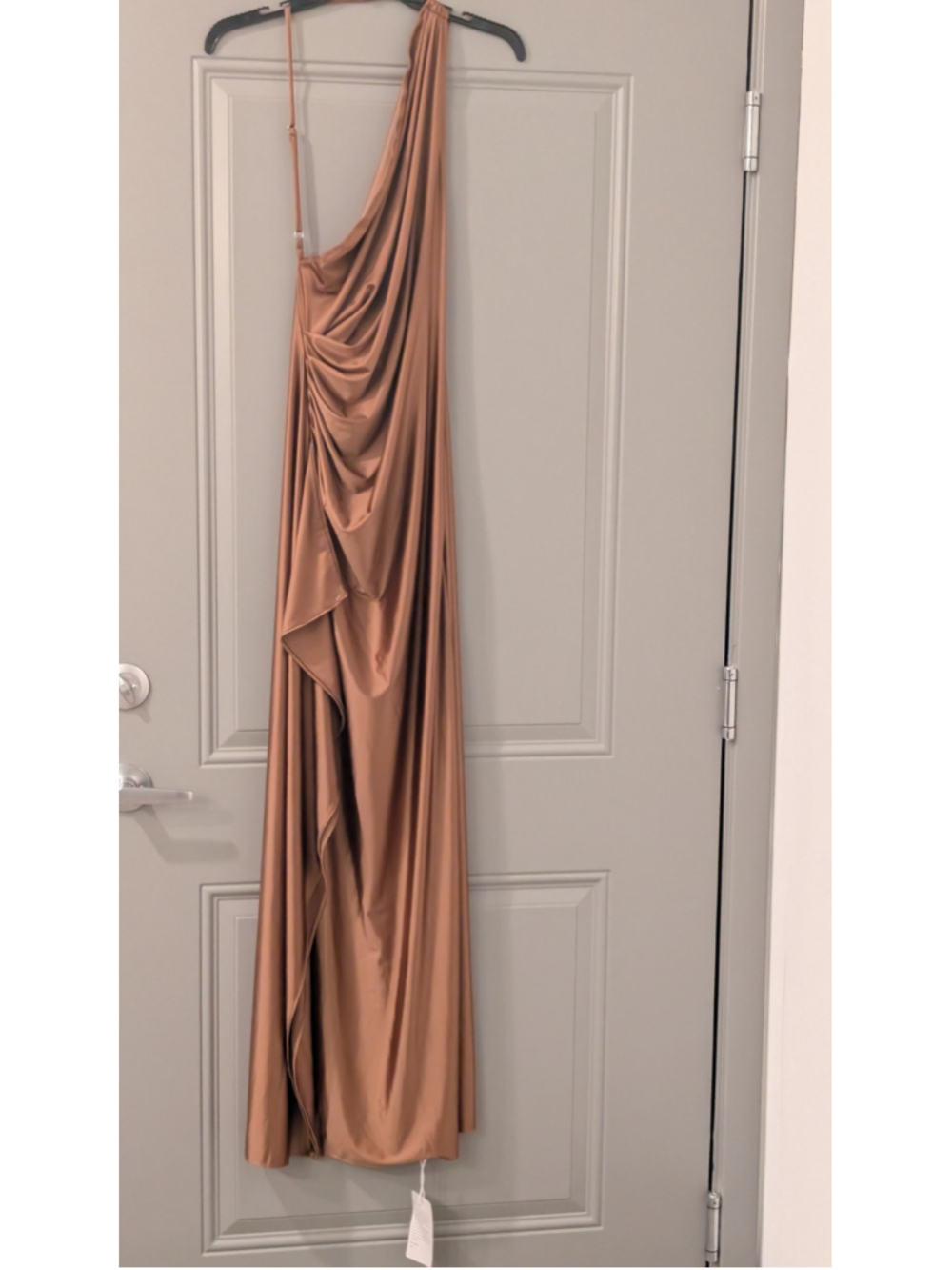 Women's OYS One Shoulder Bronze Dress Size S - Picture 5 of 14